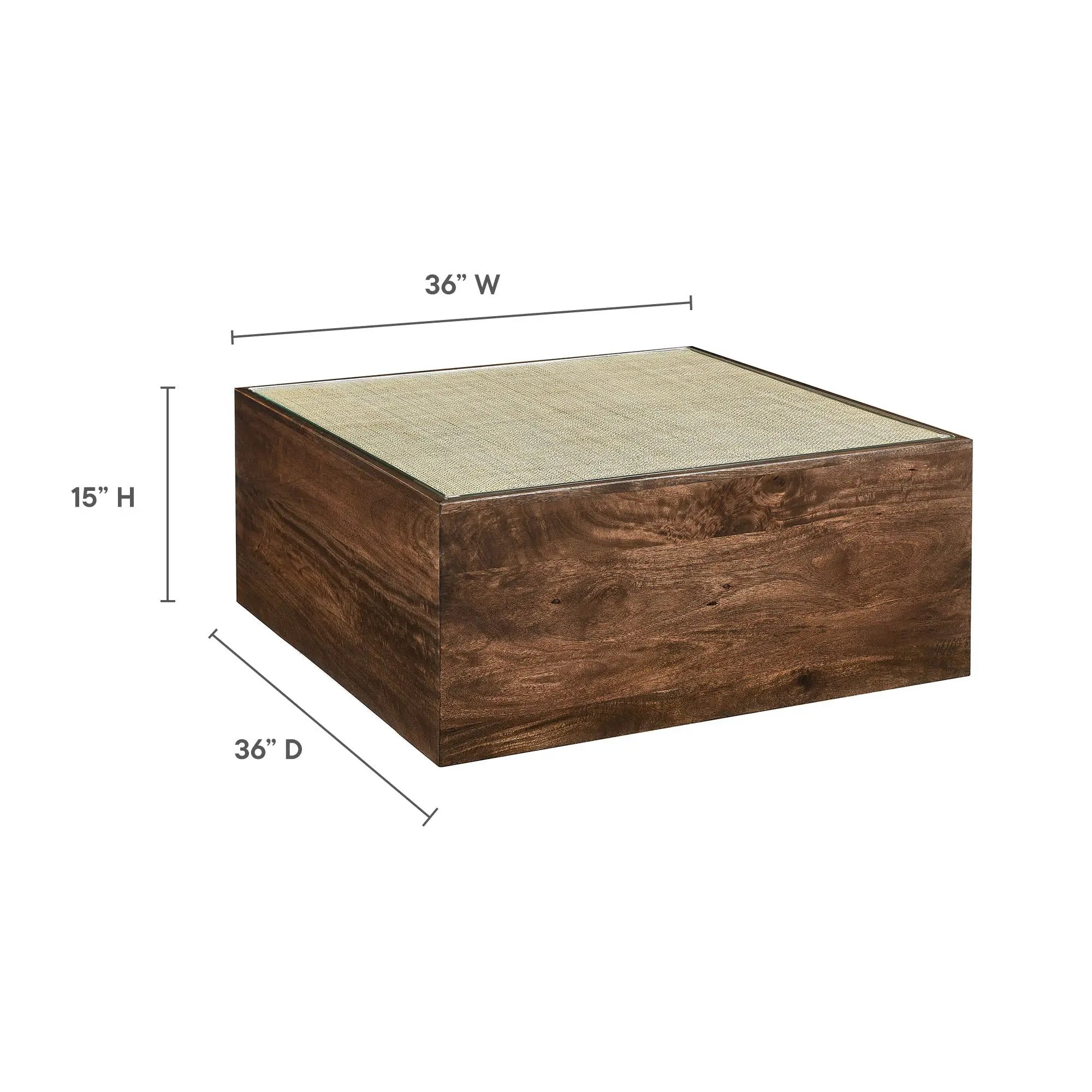 Truett Square Wood Rattan Coffee Table by Modway by HouseOfZazla