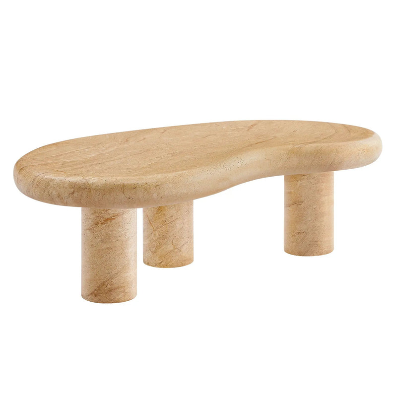 Elowen Indoor Outdoor Patio Textured Faux Travertine Coffee Table by HouseOfZazla