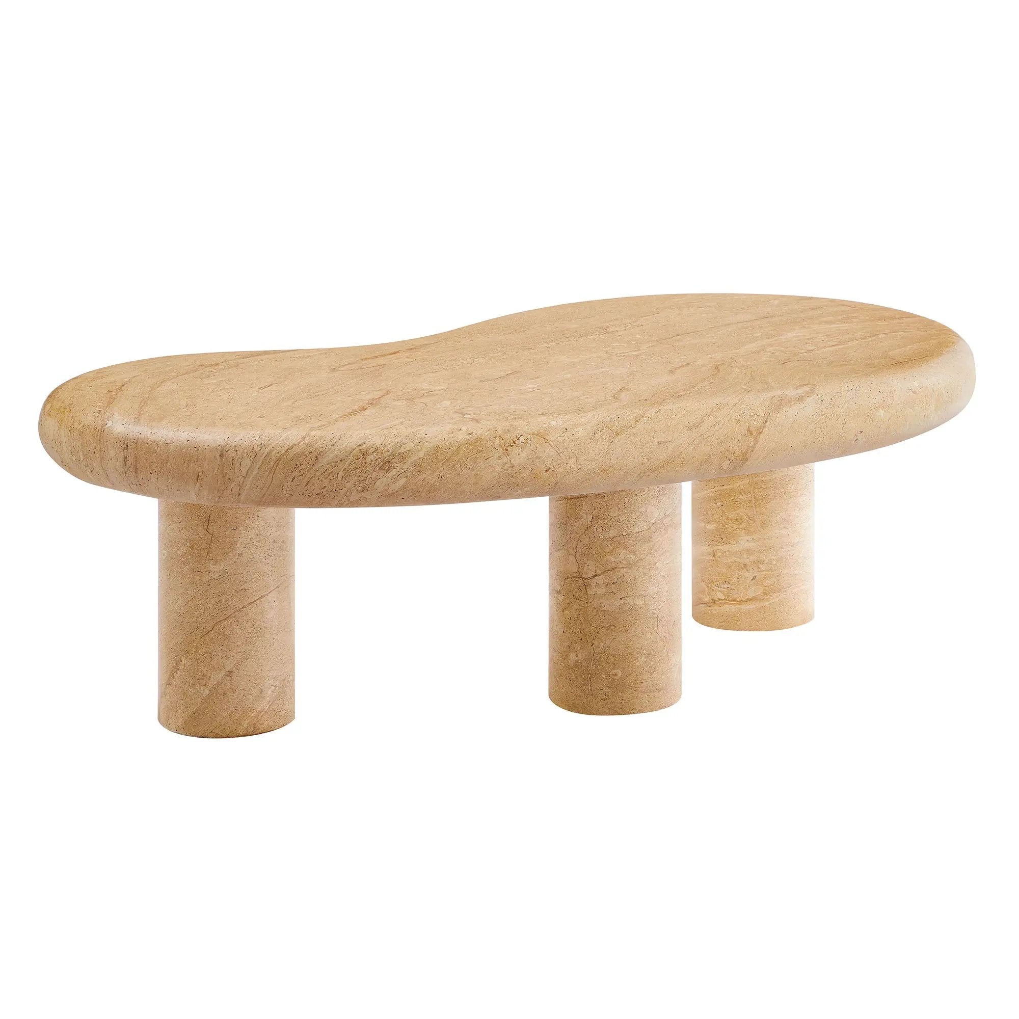Elowen Indoor Outdoor Patio Textured Faux Travertine Coffee Table by HouseOfZazla