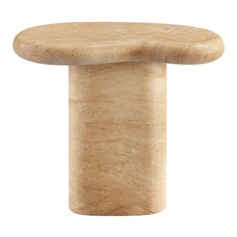 Elowen Indoor Outdoor Patio Textured Faux Travertine Side Table by HouseOfZazla