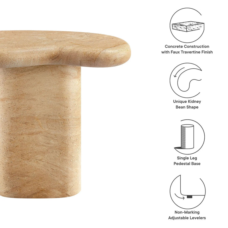 Elowen Indoor Outdoor Patio Textured Faux Travertine Side Table by HouseOfZazla