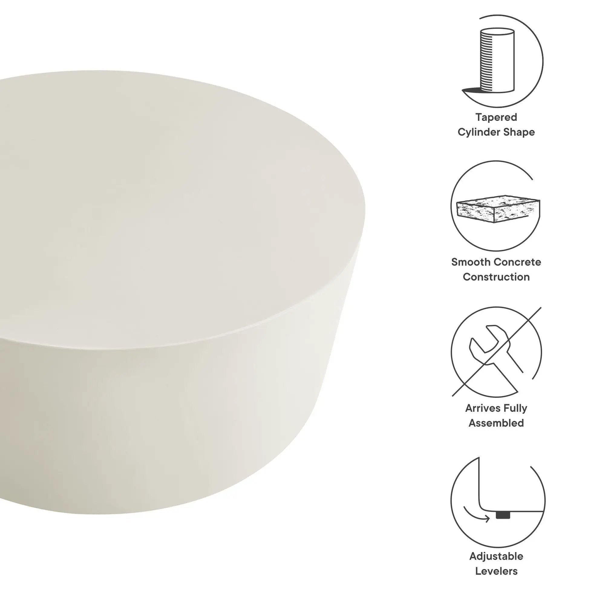 Brion Round Indoor-Outdoor Concrete Coffee Table by Modway by HouseOfZazla