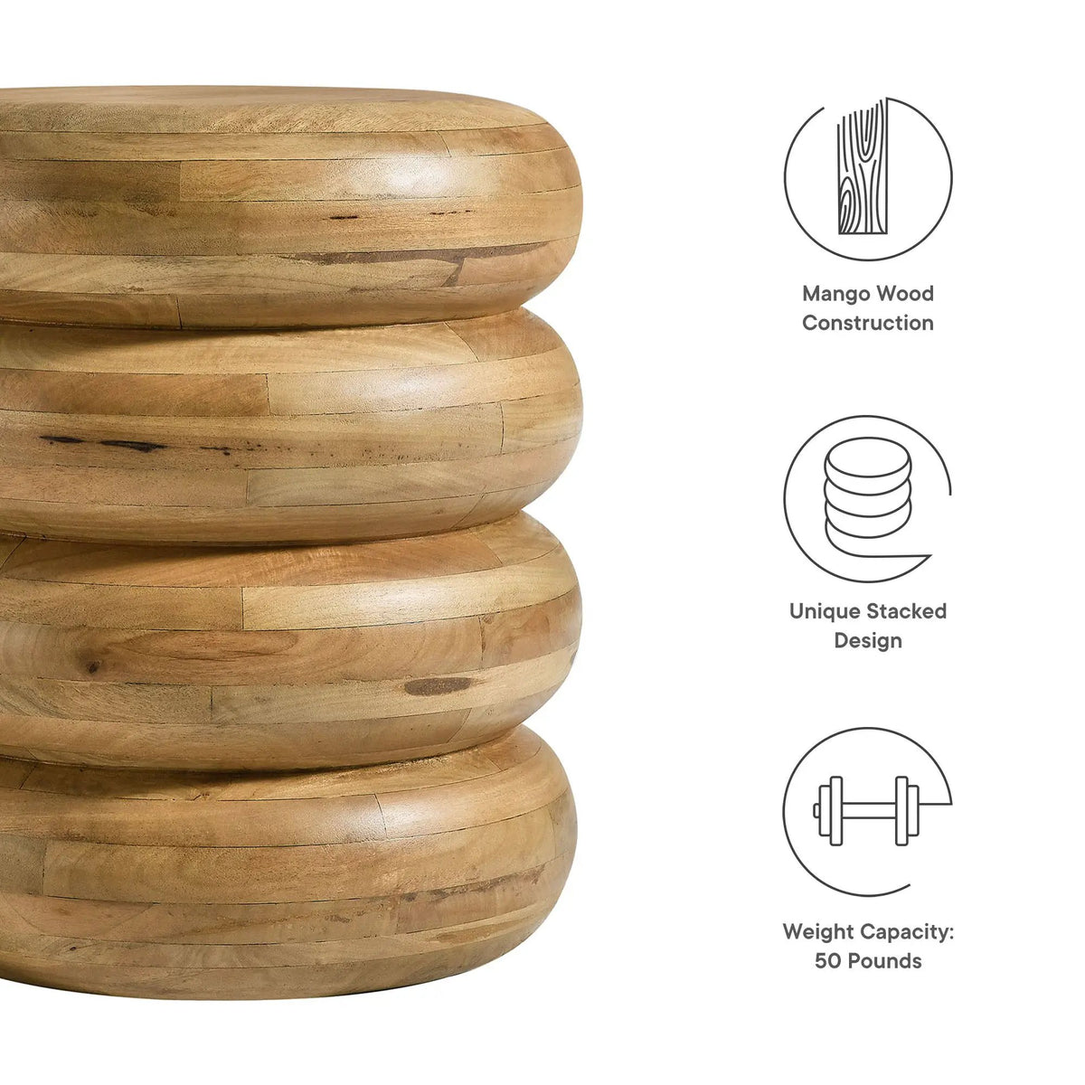 Ellery Round Stacked Wood Side Table by Modway by HouseOfZazla