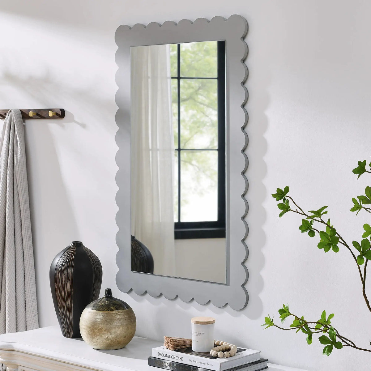 Emmeline Scalloped Rectangle Wall Mirror by Modway by HouseOfZazla
