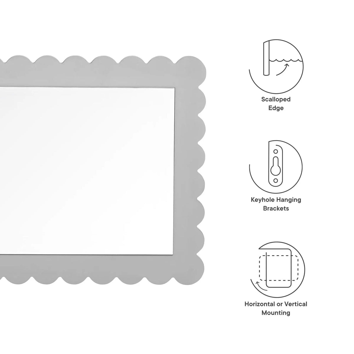 Emmeline Scalloped Rectangle Wall Mirror by Modway by HouseOfZazla