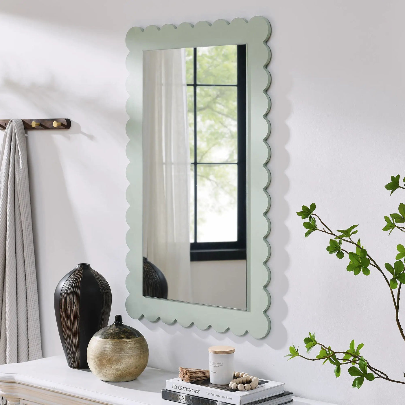 Emmeline Scalloped Rectangle Wall Mirror by Modway by HouseOfZazla