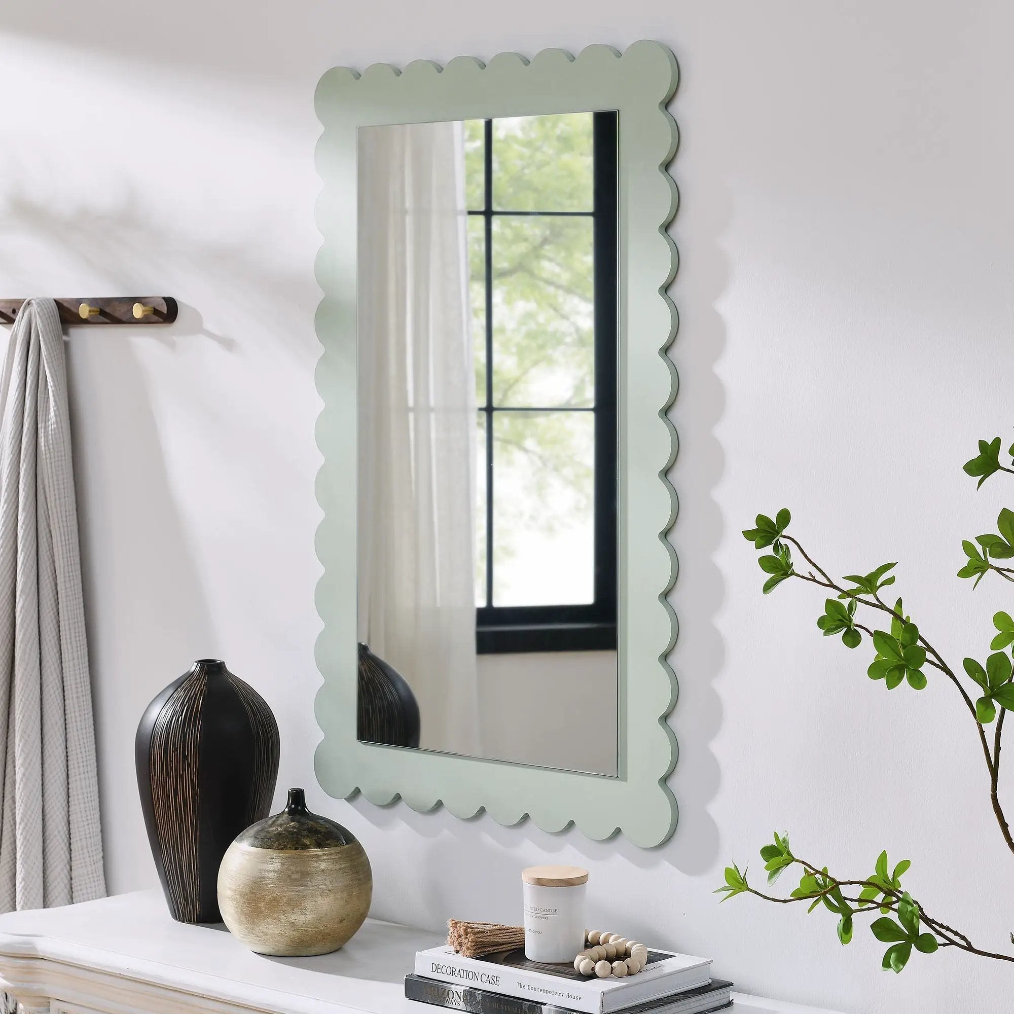 Emmeline Scalloped Rectangle Wall Mirror by Modway by HouseOfZazla