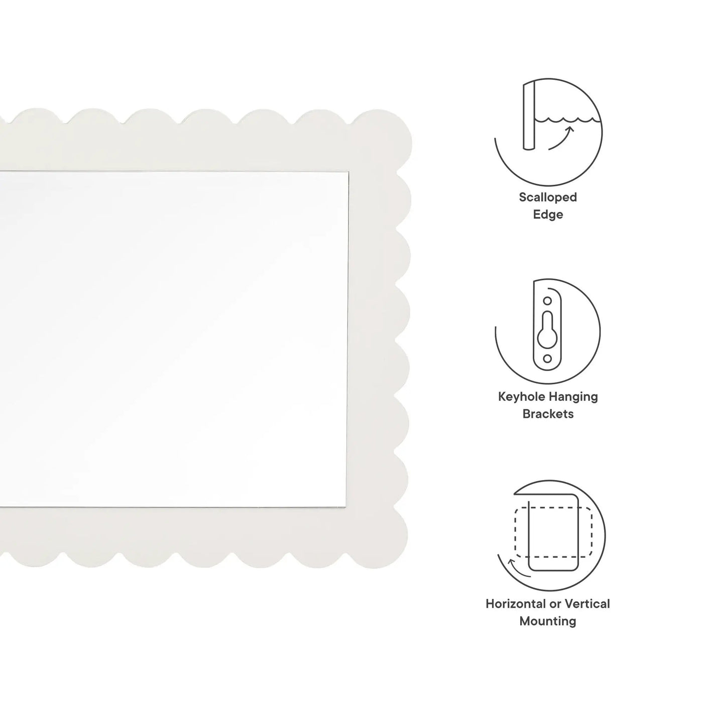 Emmeline Scalloped Rectangle Wall Mirror by Modway by HouseOfZazla