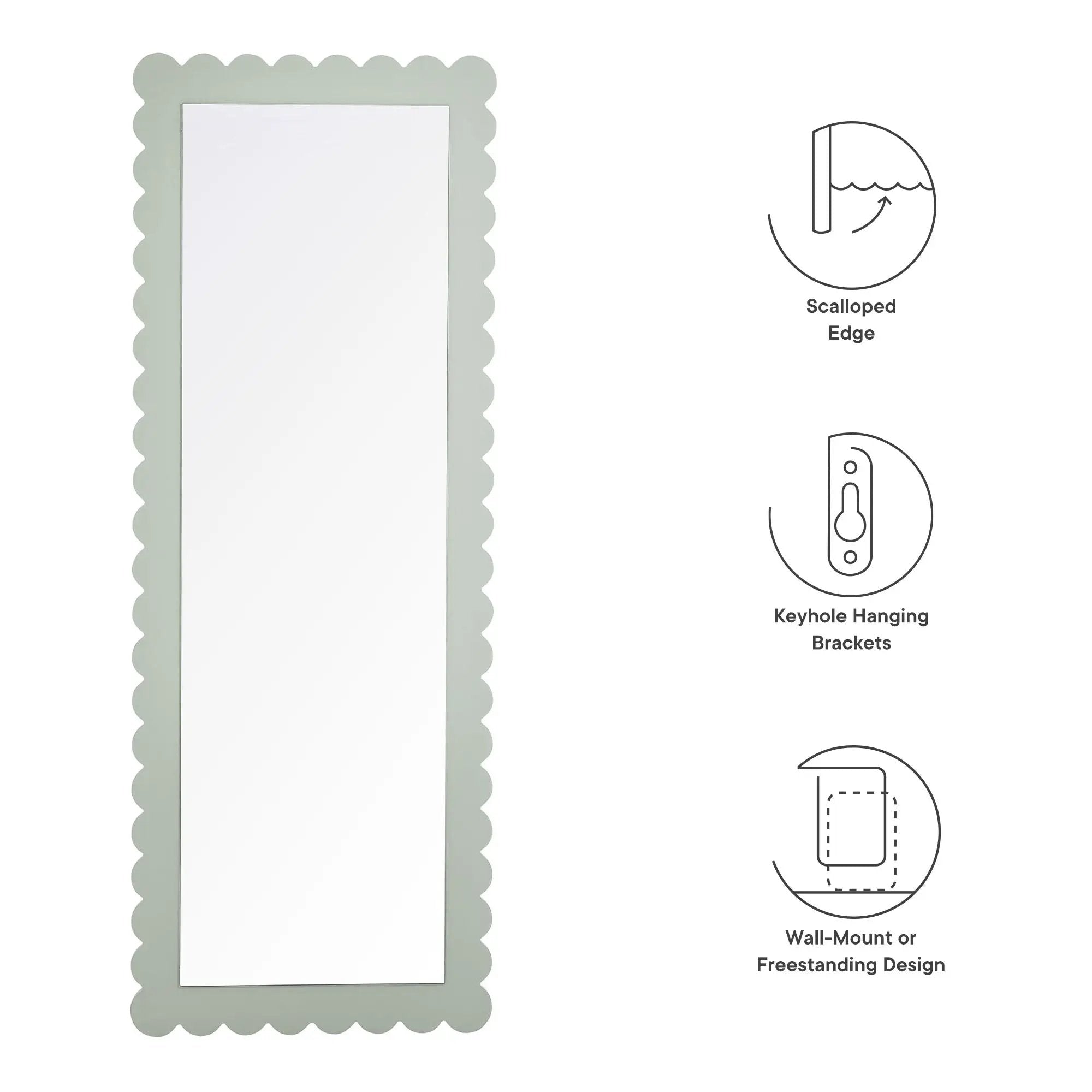 Emmeline Scalloped Rectangle Floor Mirror by Modway by HouseOfZazla