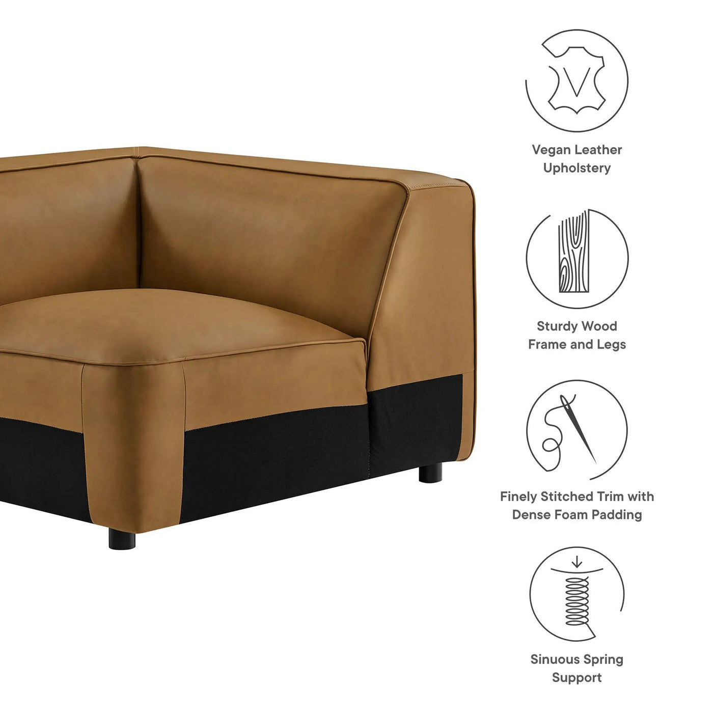 Auren Upholstered Vegan Leather Modular Corner Chair by Modway by HouseOfZazla