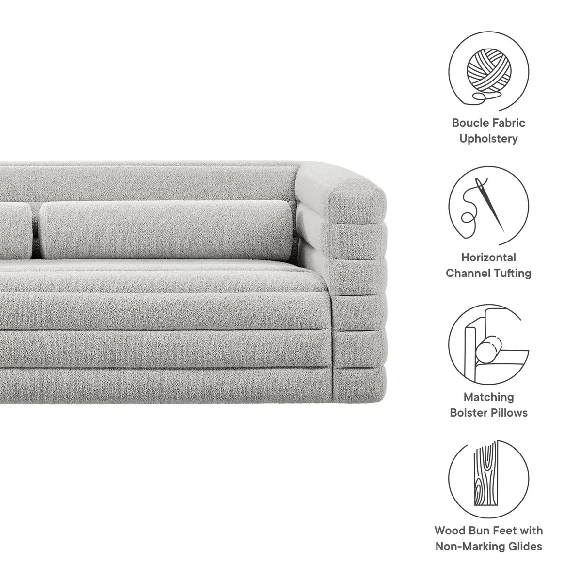 Relle Channel Tufted Boucle Upholstered Sofa by Modway by HouseOfZazla