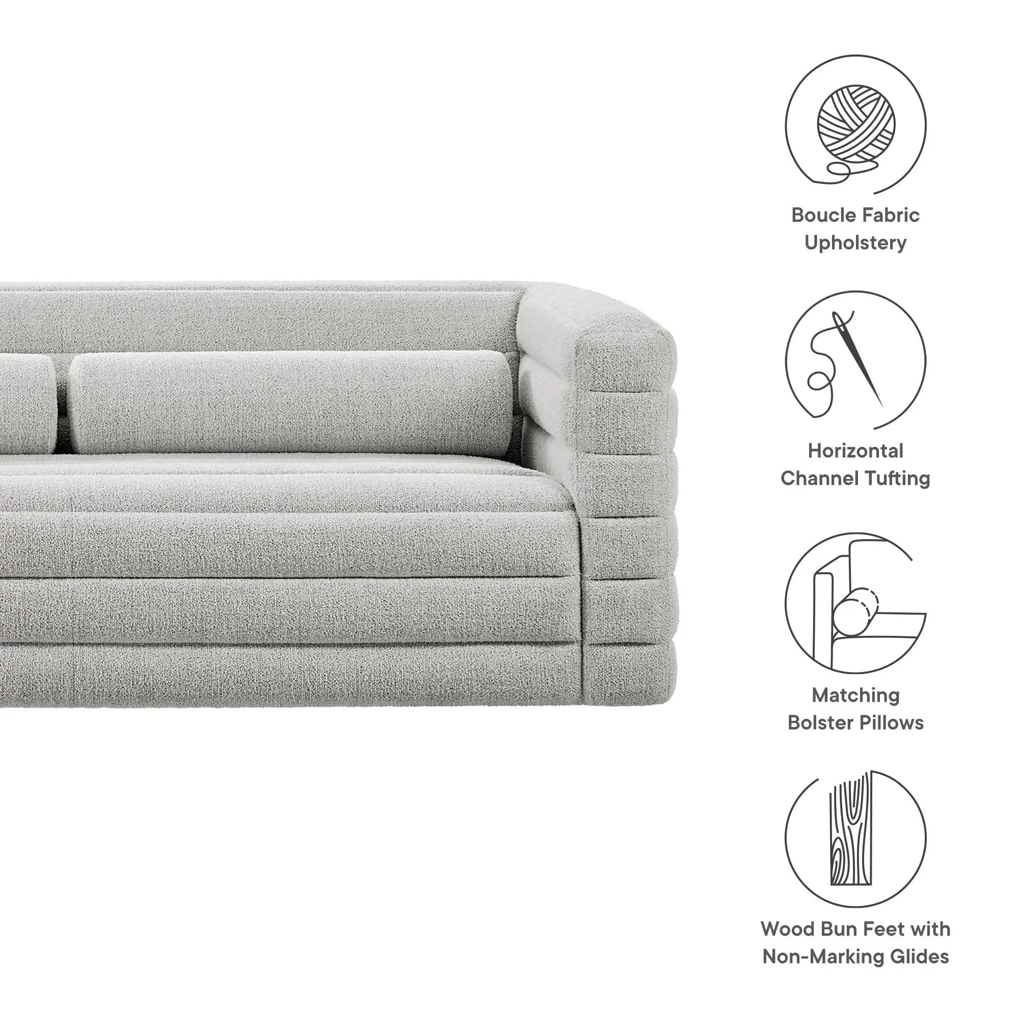 Relle Channel Tufted Boucle Upholstered Sofa by Modway by HouseOfZazla