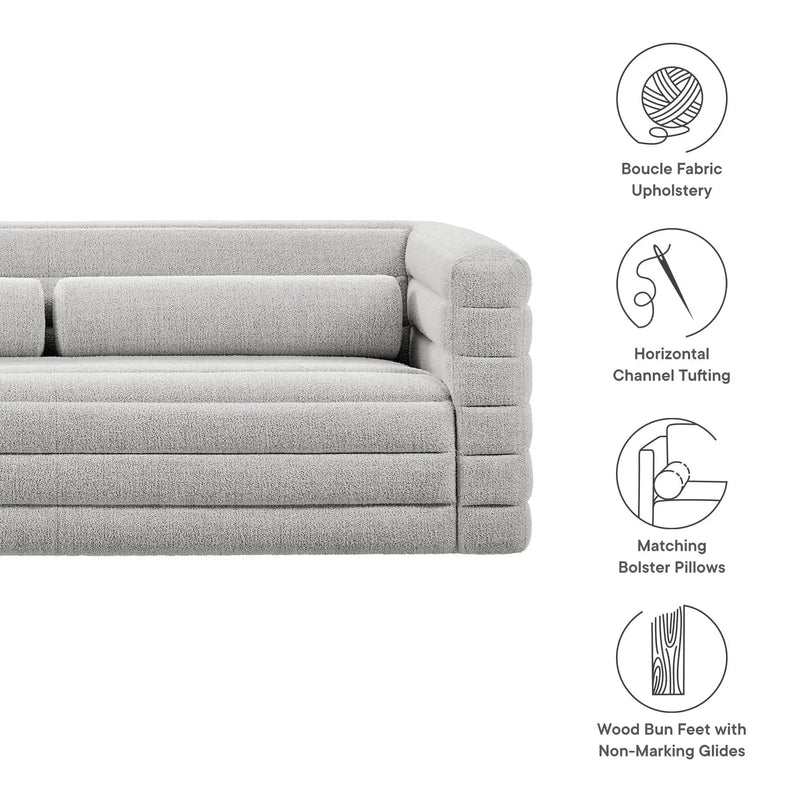 Relle Channel Tufted Boucle Upholstered Sofa by Modway by HouseOfZazla