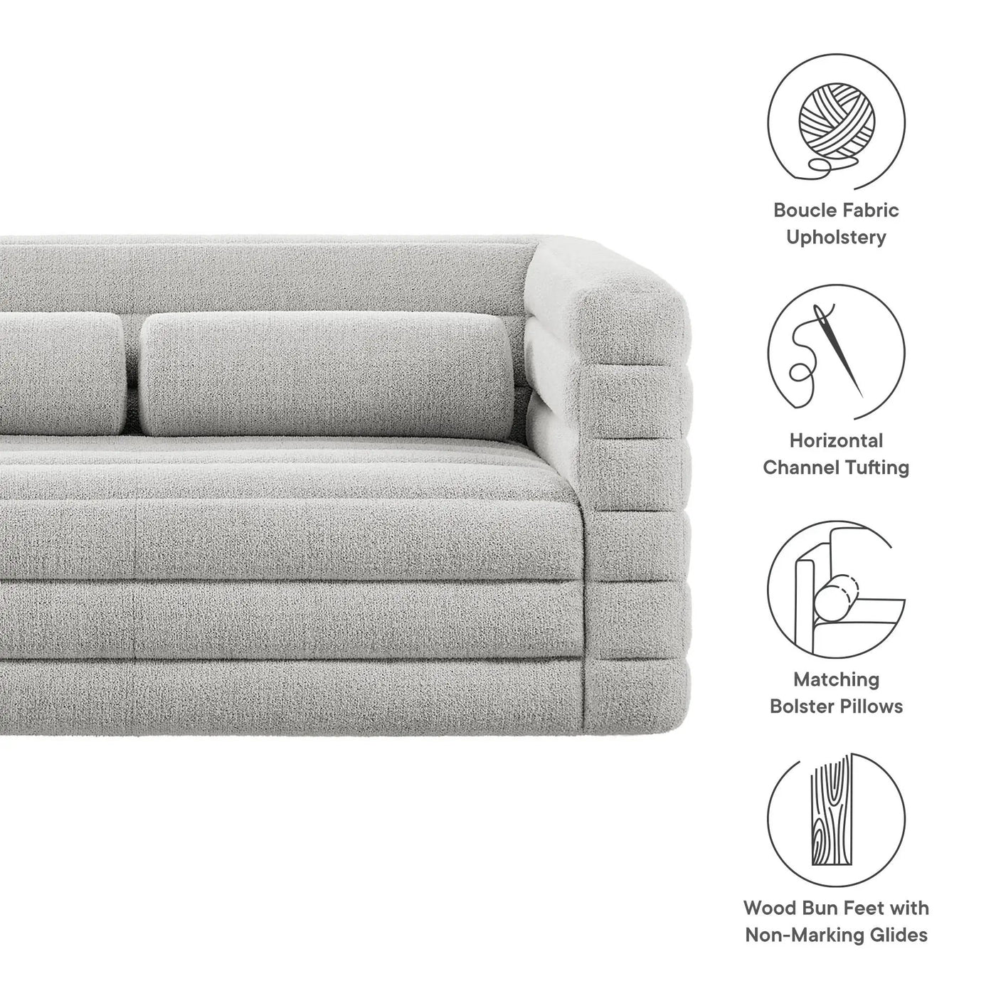 Relle Channel Tufted Boucle Upholstered Loveseat by Modway by HouseOfZazla