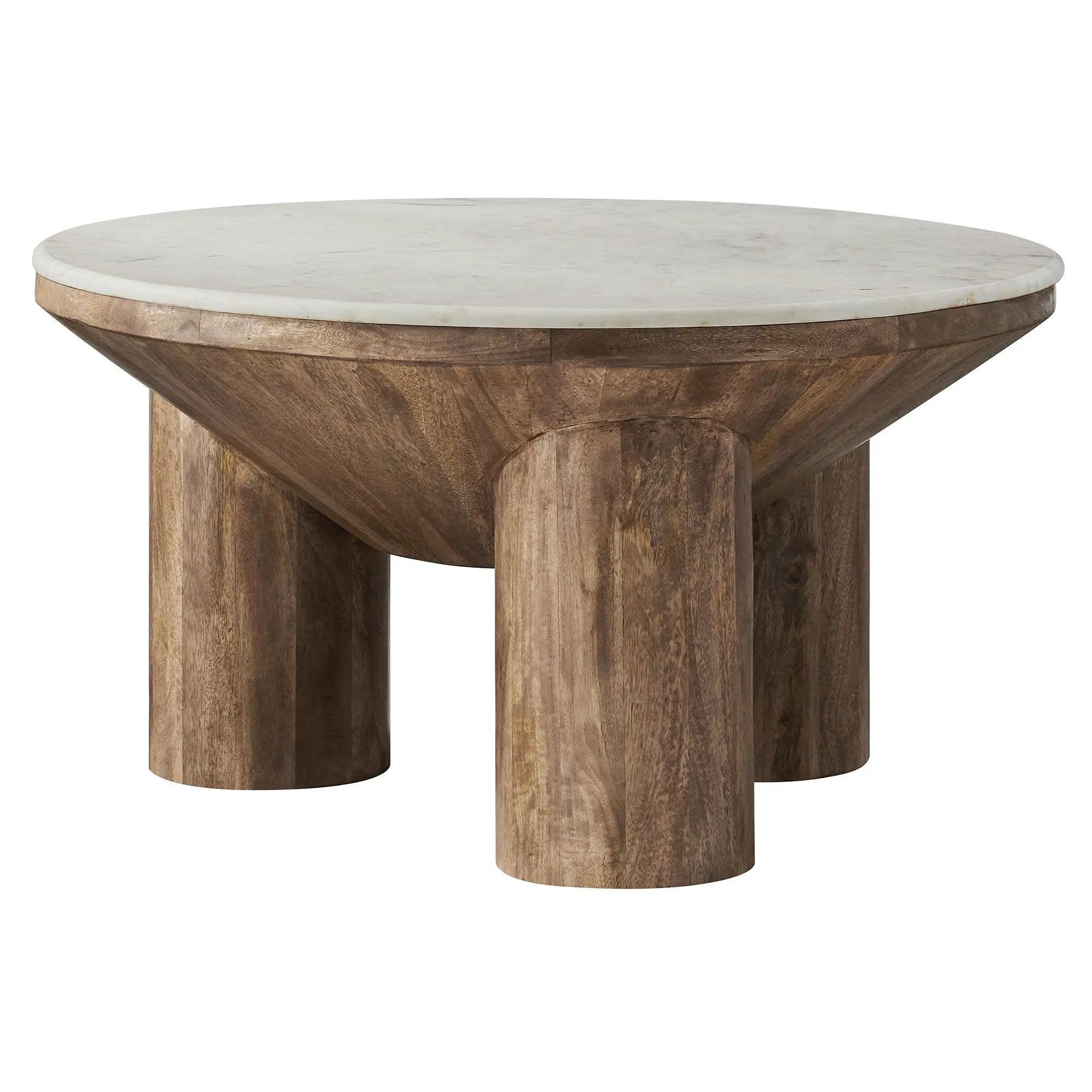 Ellison 33" Round Wood Coffee Table With Marble Top by HouseOfZazla