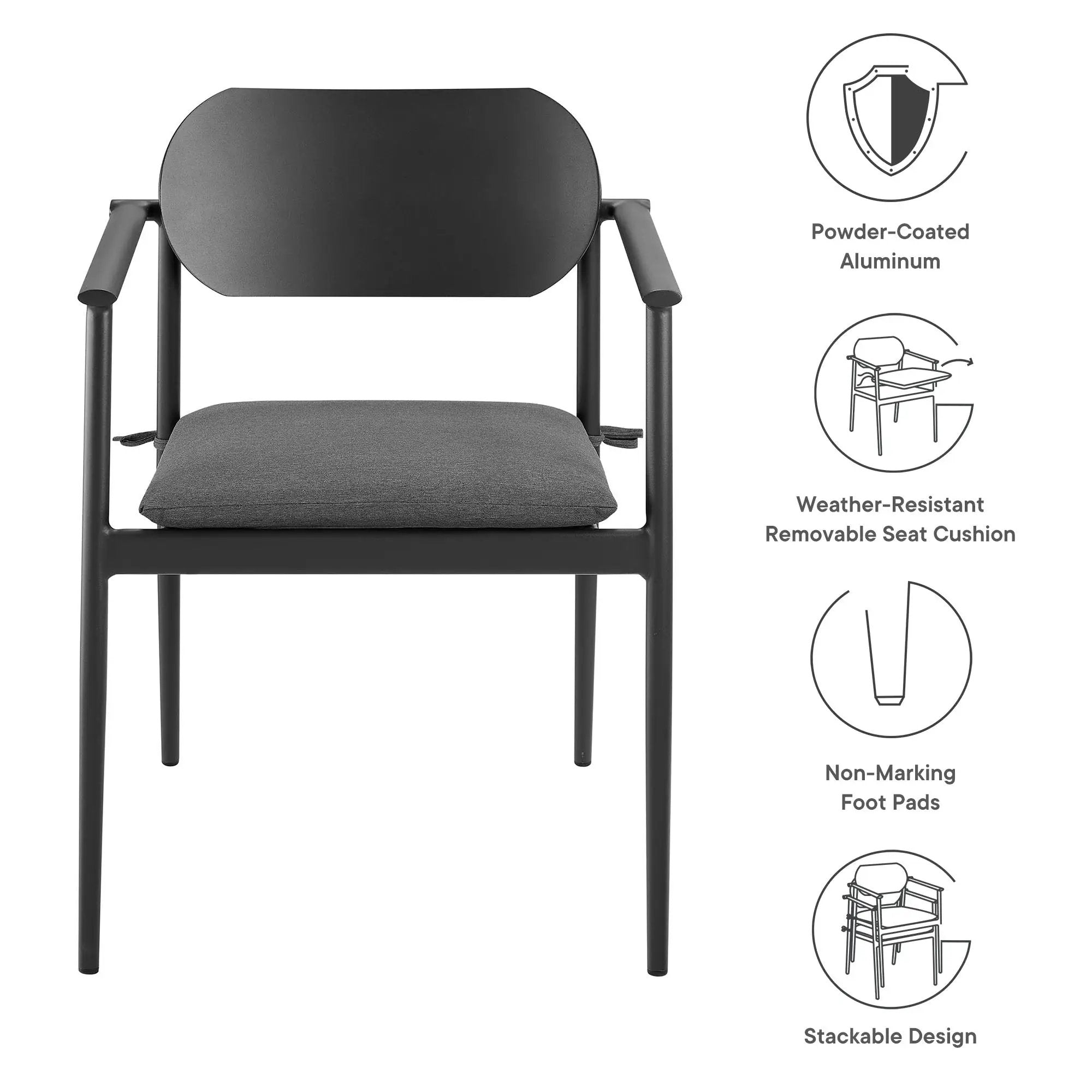 Aeris Stackable Outdoor Patio Aluminum Dining Armchair Set of 2 by Modway by HouseOfZazla