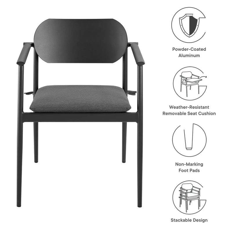 Aeris Stackable Outdoor Patio Aluminum Dining Armchair Set of 2 by Modway by HouseOfZazla
