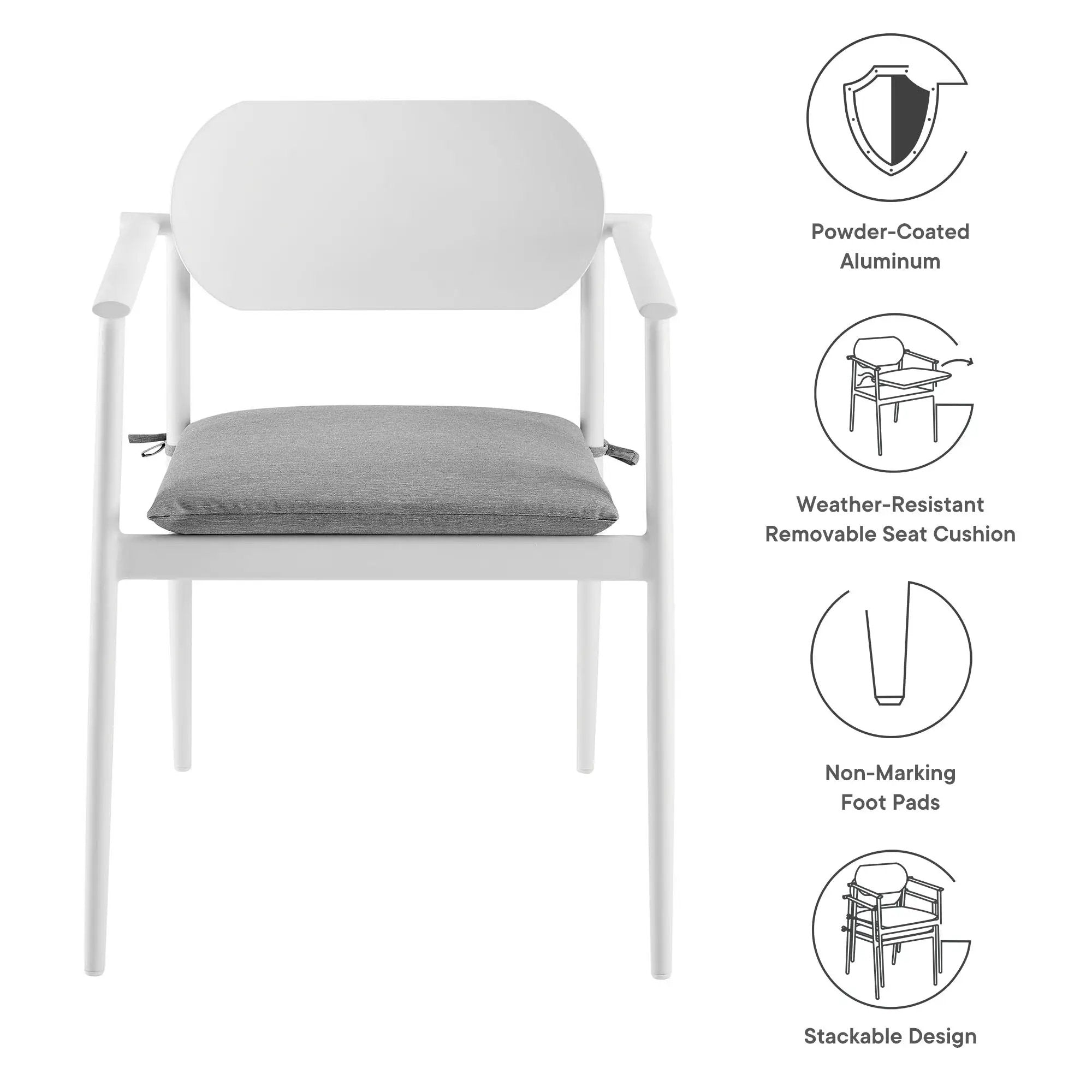 Aeris Stackable Outdoor Patio Aluminum Dining Armchair Set of 2 by Modway by HouseOfZazla