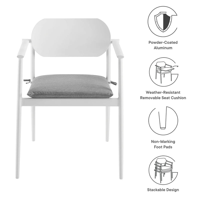 Aeris Stackable Outdoor Patio Aluminum Dining Armchair Set of 2 by Modway by HouseOfZazla