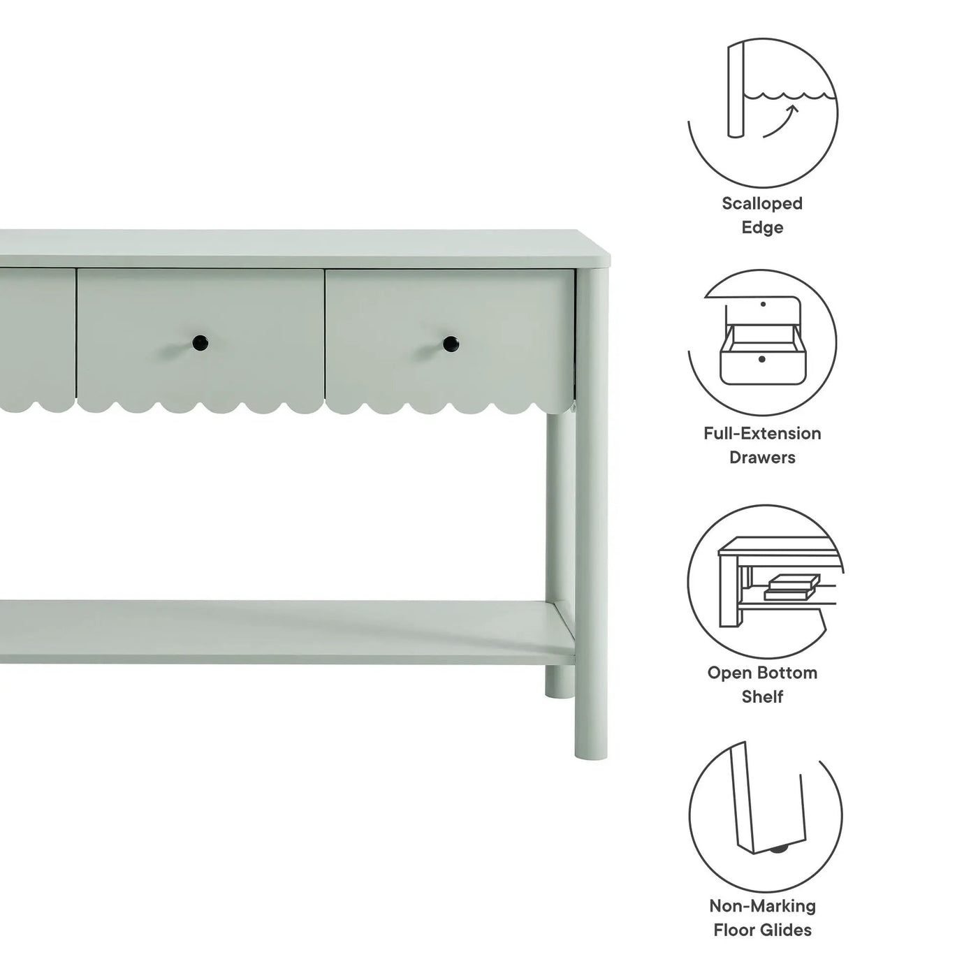 Emmeline 3-Drawer Scalloped Console Table by Modway by HouseOfZazla