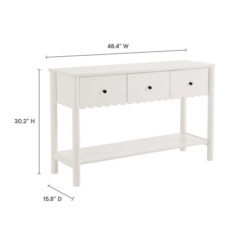 Emmeline 3-Drawer Scalloped Console Table by Modway by HouseOfZazla