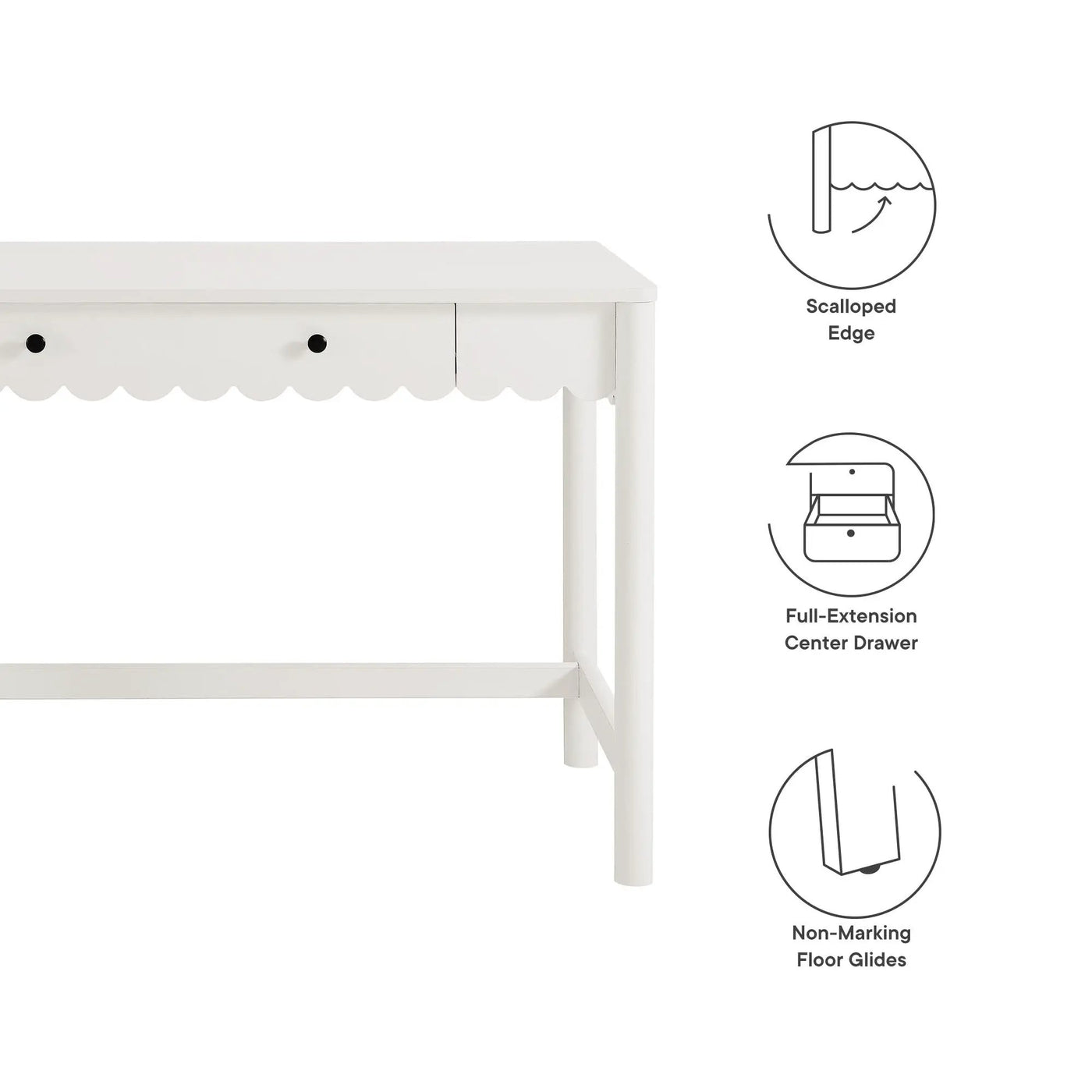 Emmeline 1-Drawer Scallop Writing Desk by Modway by HouseOfZazla