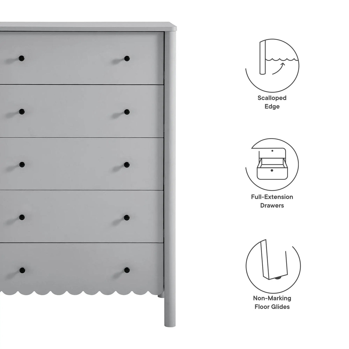 Emmeline Scalloped 5-Drawer Chest by Modway by HouseOfZazla