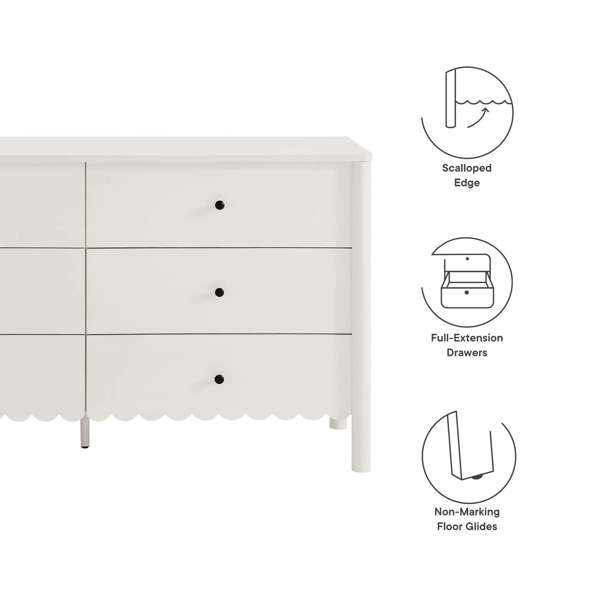 Emmeline Scalloped 6-Drawer Dresser by Modway by HouseOfZazla