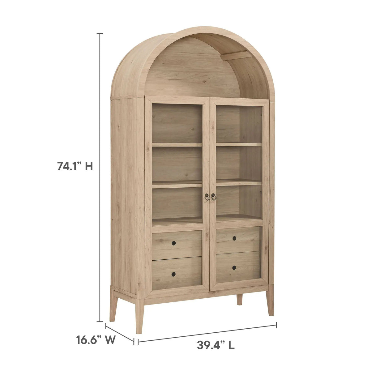 Nolan 1-Piece Wood Storage Cabinet with Arched Glass Doors by HouseOfZazla