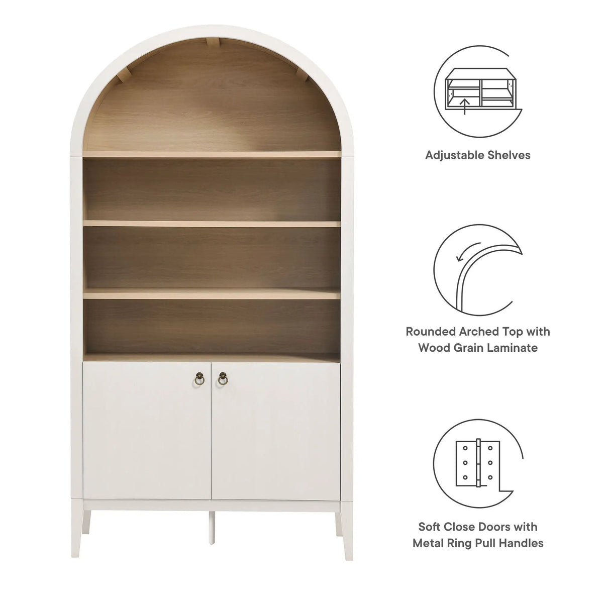 Nolan 74" Tall Wide Arched Storage Display Cabinet Bookshelf by Modway by HouseOfZazla