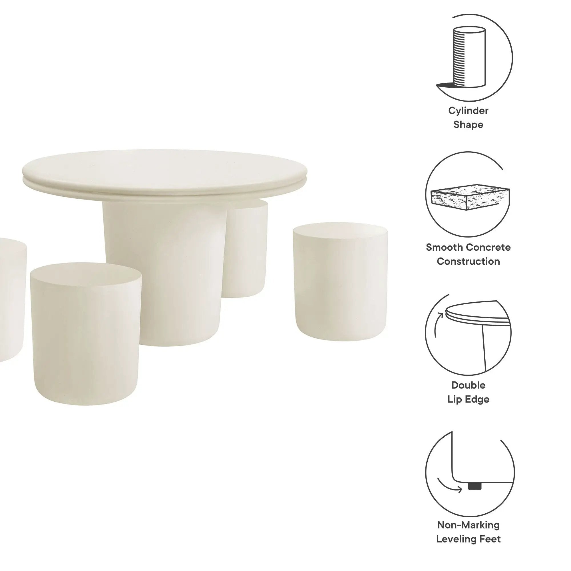 Brion Indoor-Outdoor Patio Concrete 5 Piece Dining Table Set by Modway by HouseOfZazla