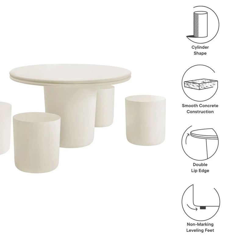 Brion Indoor-Outdoor Patio Concrete 5 Piece Dining Table Set by Modway by HouseOfZazla