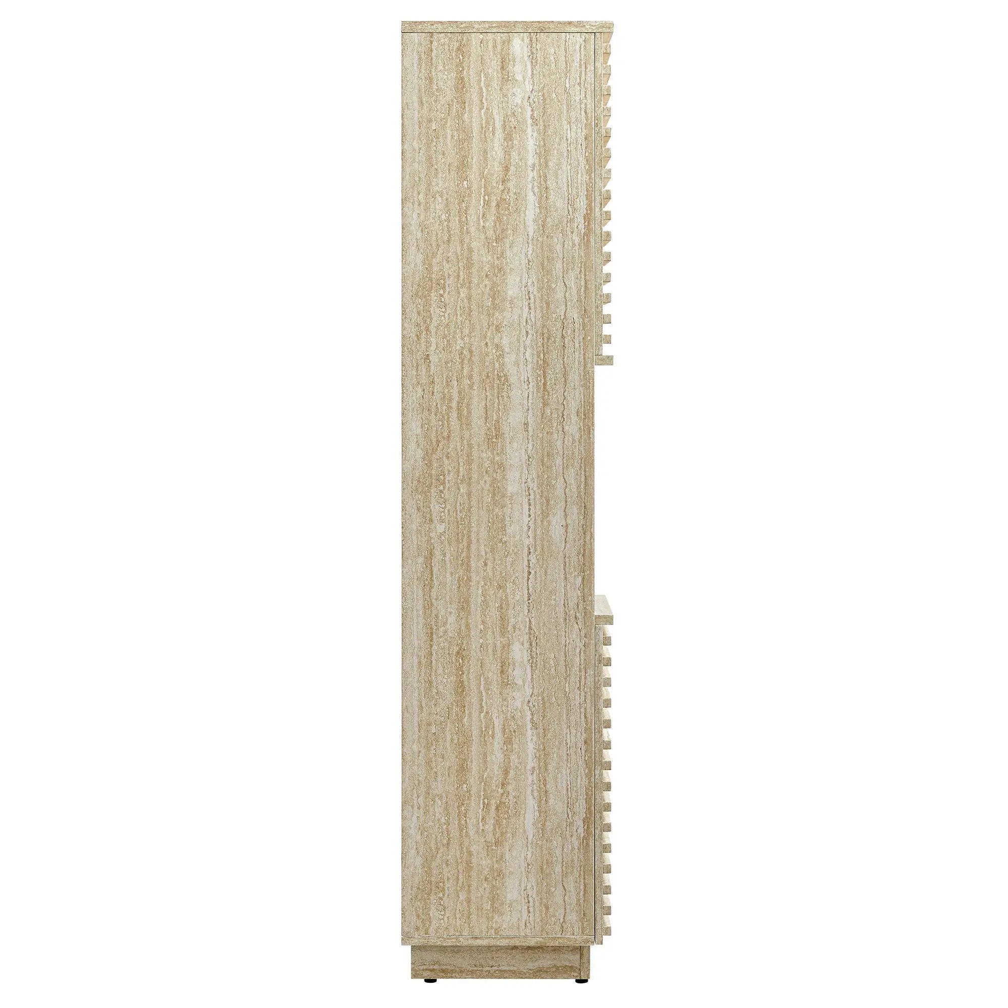 Render Tall Narrow Faux Travertine Linen Storage Cabinet by HouseOfZazla