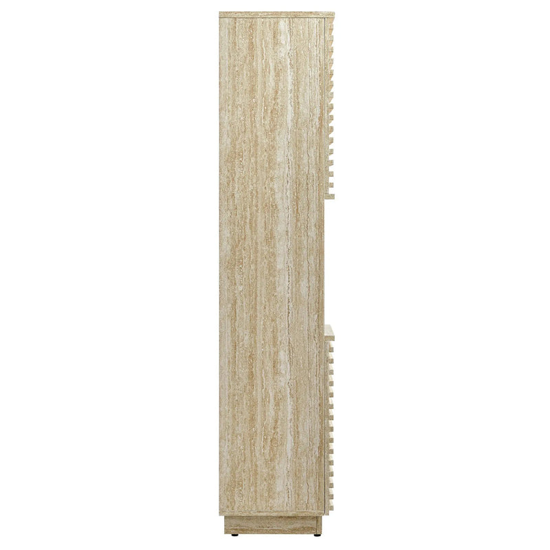 Render Tall Narrow Faux Travertine Linen Storage Cabinet by HouseOfZazla