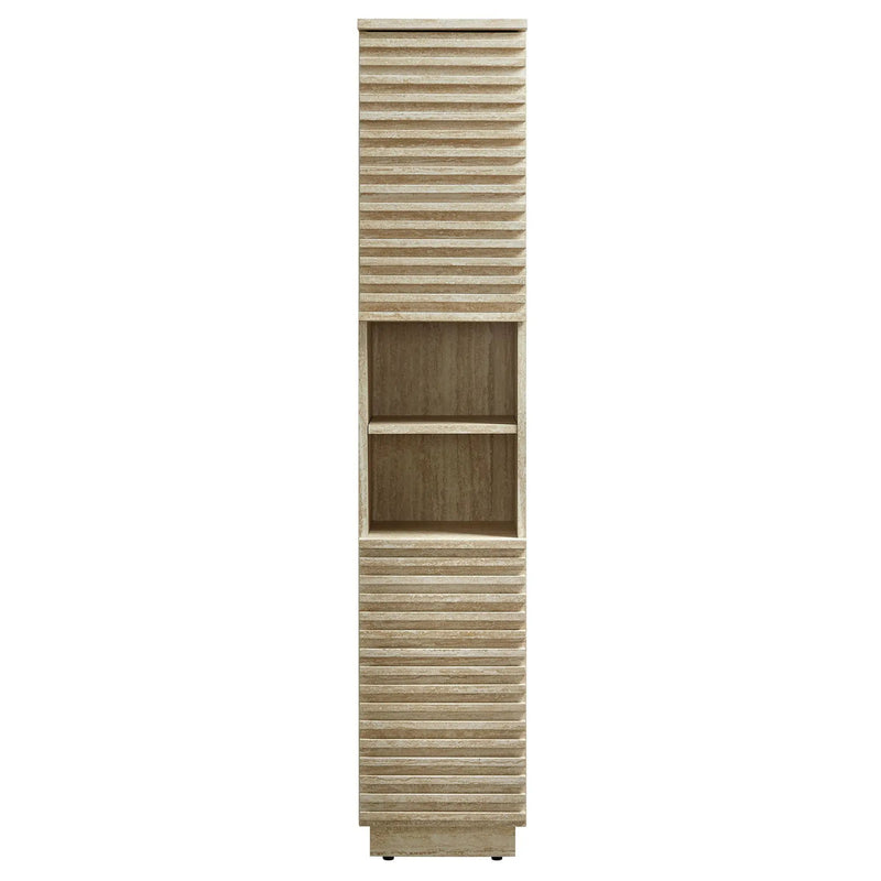 Render Tall Narrow Faux Travertine Linen Storage Cabinet by HouseOfZazla