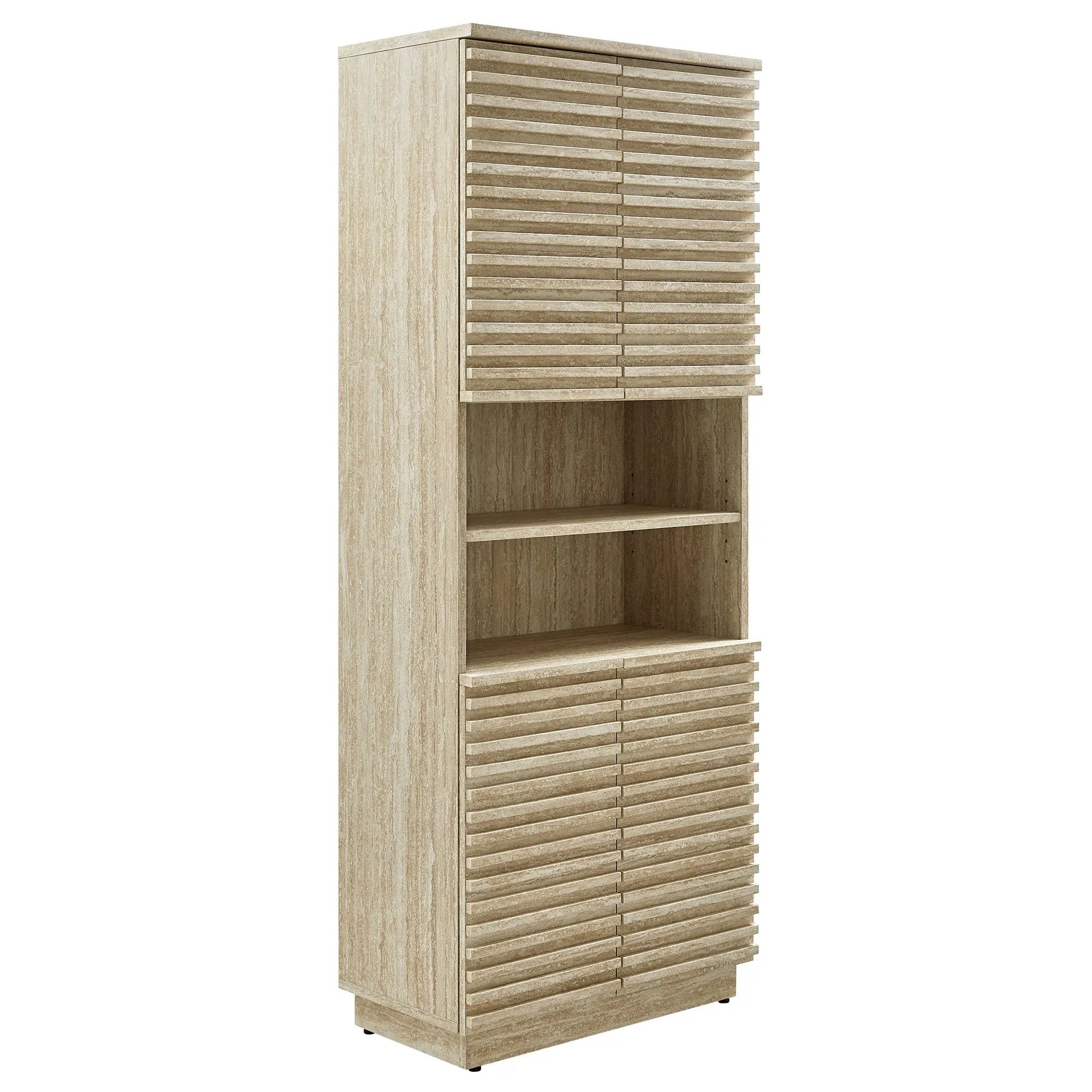 Render Tall Faux Travertine Linen Storage Cabinet by Modway by HouseOfZazla