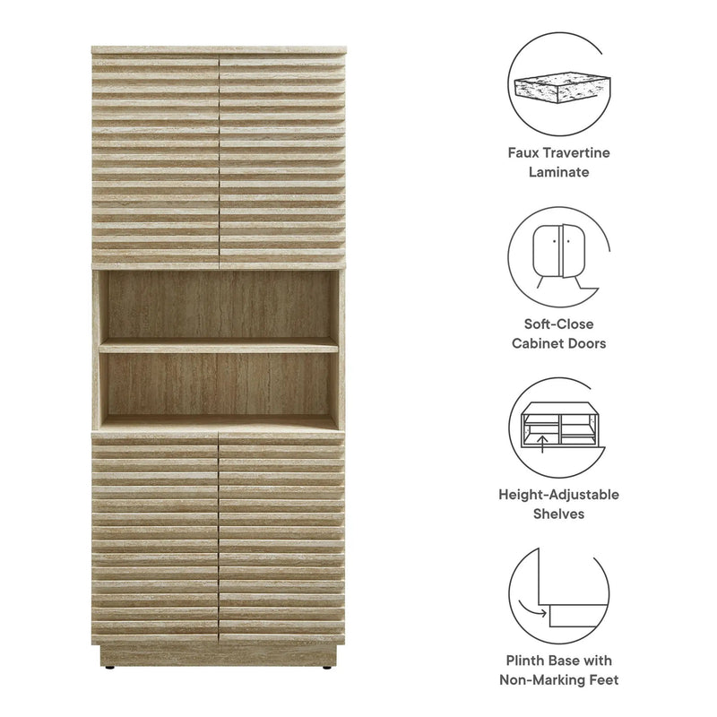 Render Tall Faux Travertine Linen Storage Cabinet by Modway by HouseOfZazla