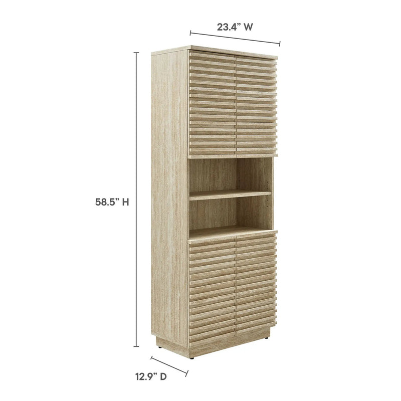 Render Tall Faux Travertine Linen Storage Cabinet by Modway by HouseOfZazla