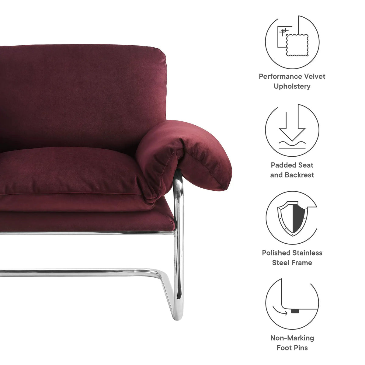 Ansel Performance Velvet Accent Chair by Modway by HouseOfZazla