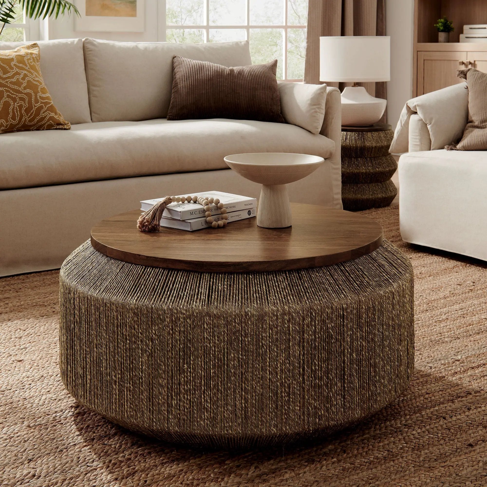 Maris Seagrass and Wood Coffee Table by Modway by HouseOfZazla