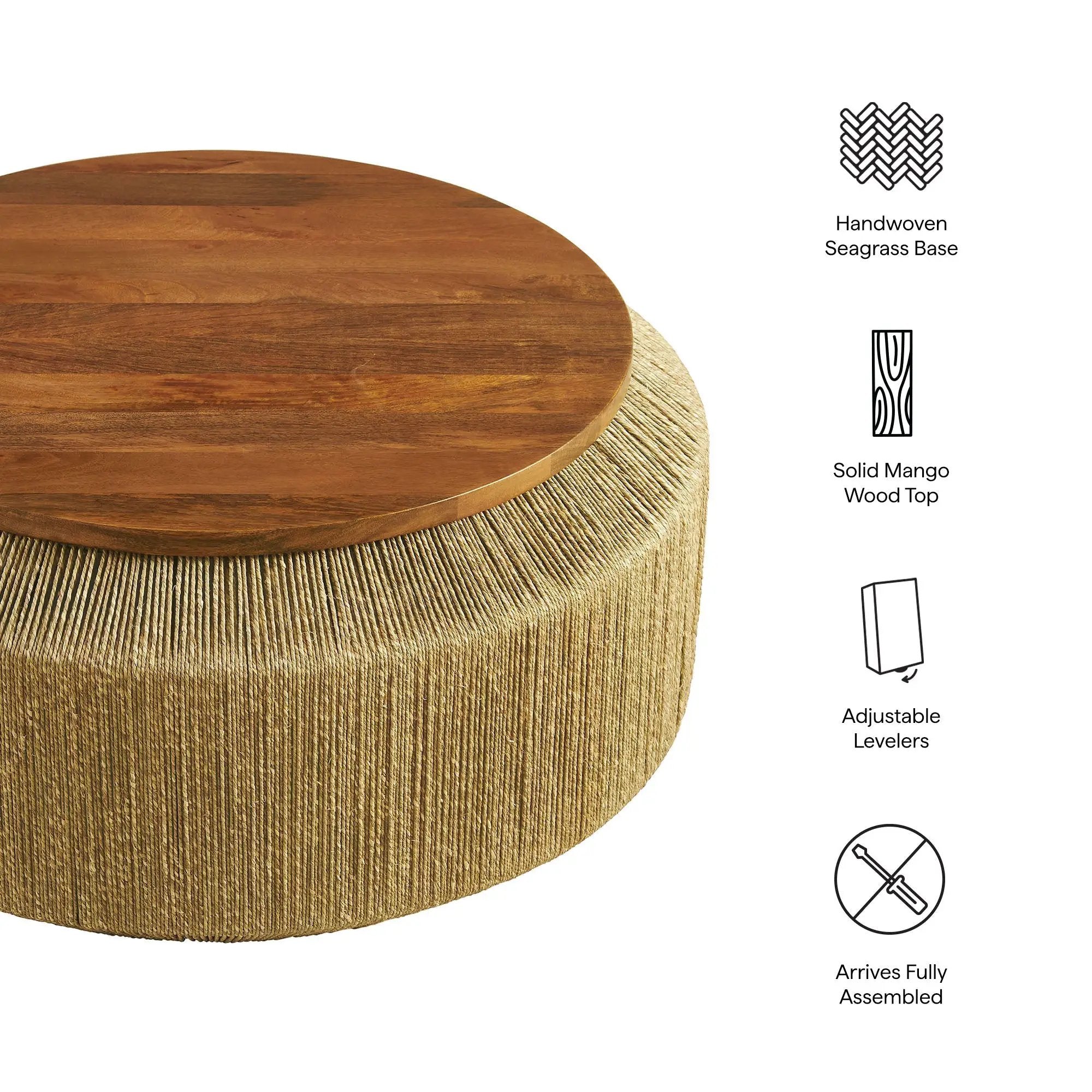 Maris Seagrass and Wood Coffee Table by Modway by HouseOfZazla