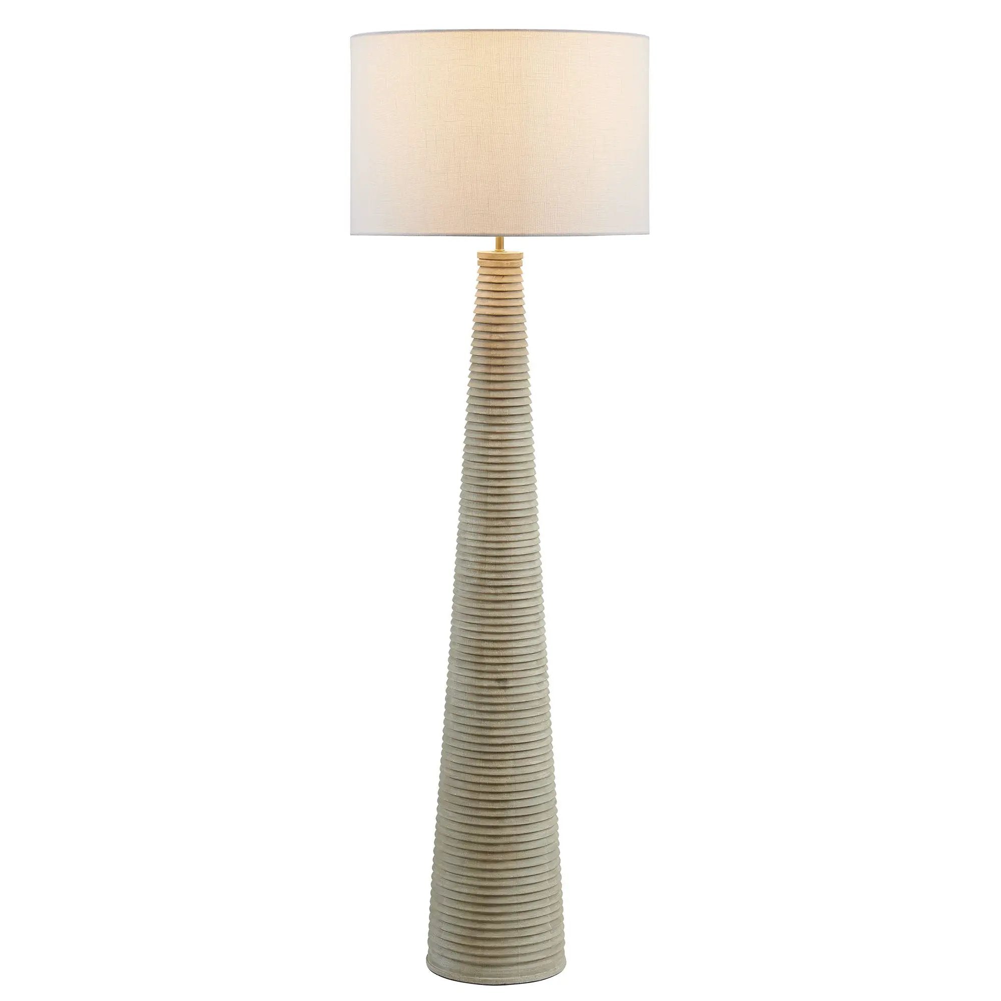 Saylor Carved Ribbed Wood Floor Lamp with Drum Shade by Modway by HouseOfZazla