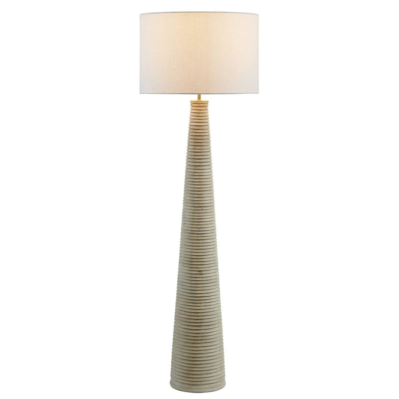 Saylor Carved Ribbed Wood Floor Lamp with Drum Shade by Modway by HouseOfZazla