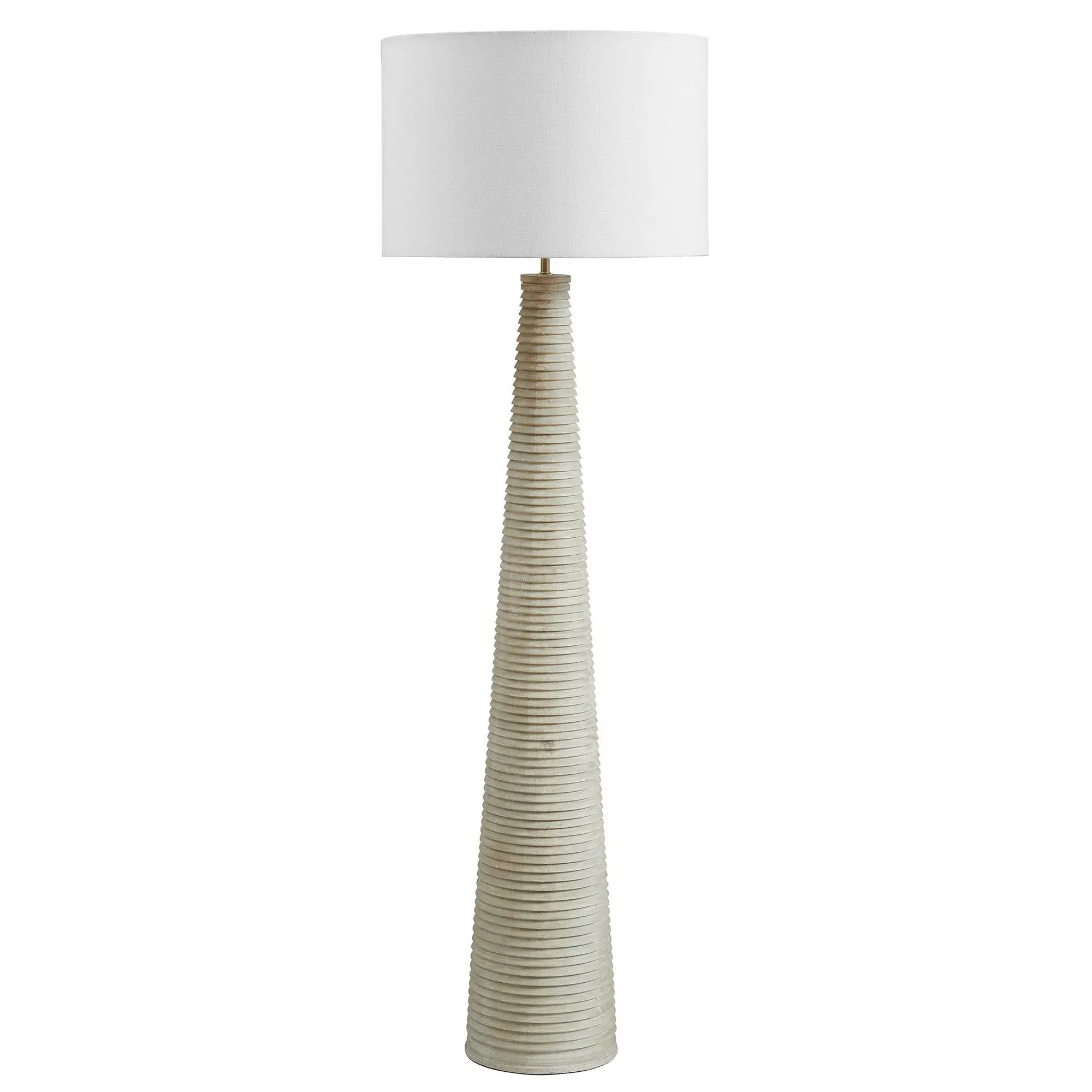 Saylor Carved Ribbed Wood Floor Lamp with Drum Shade by Modway by HouseOfZazla