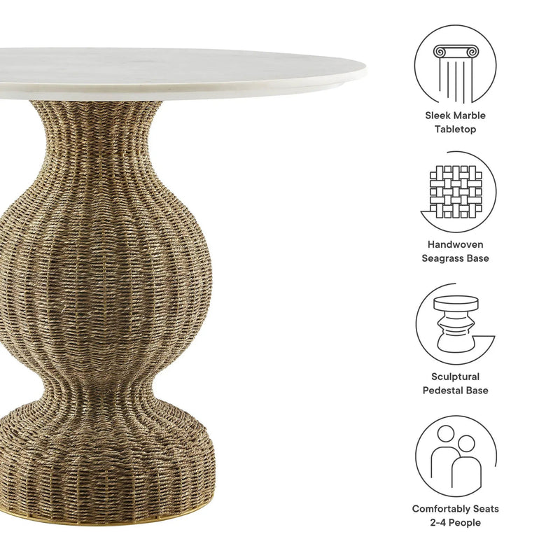 Zale 36" Marble and Seagrass Dining Table by Modway by HouseOfZazla