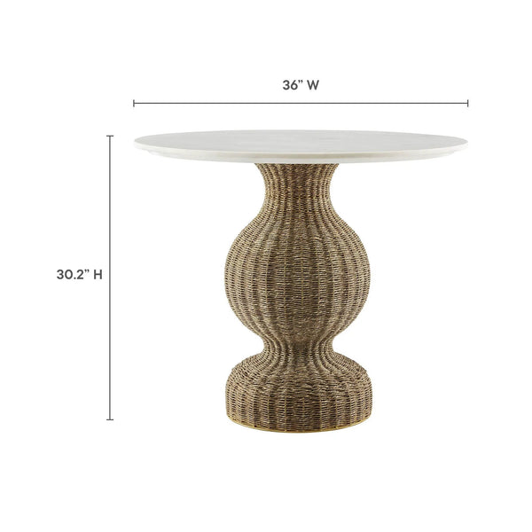 Zale 36" Marble and Seagrass Dining Table by Modway, photo 2 of 7