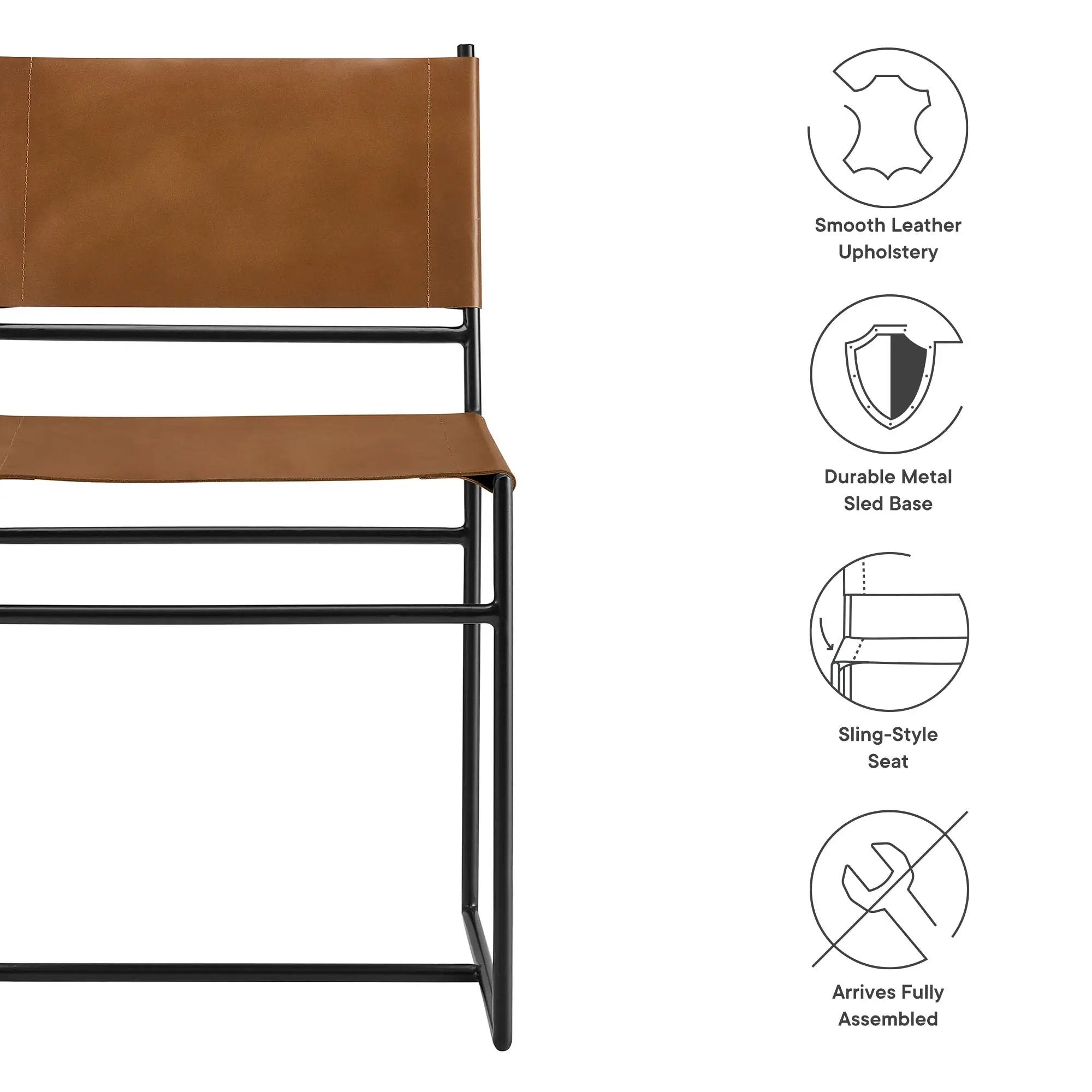 Thatcher Leather and Metal Dining Chair by Modway by HouseOfZazla