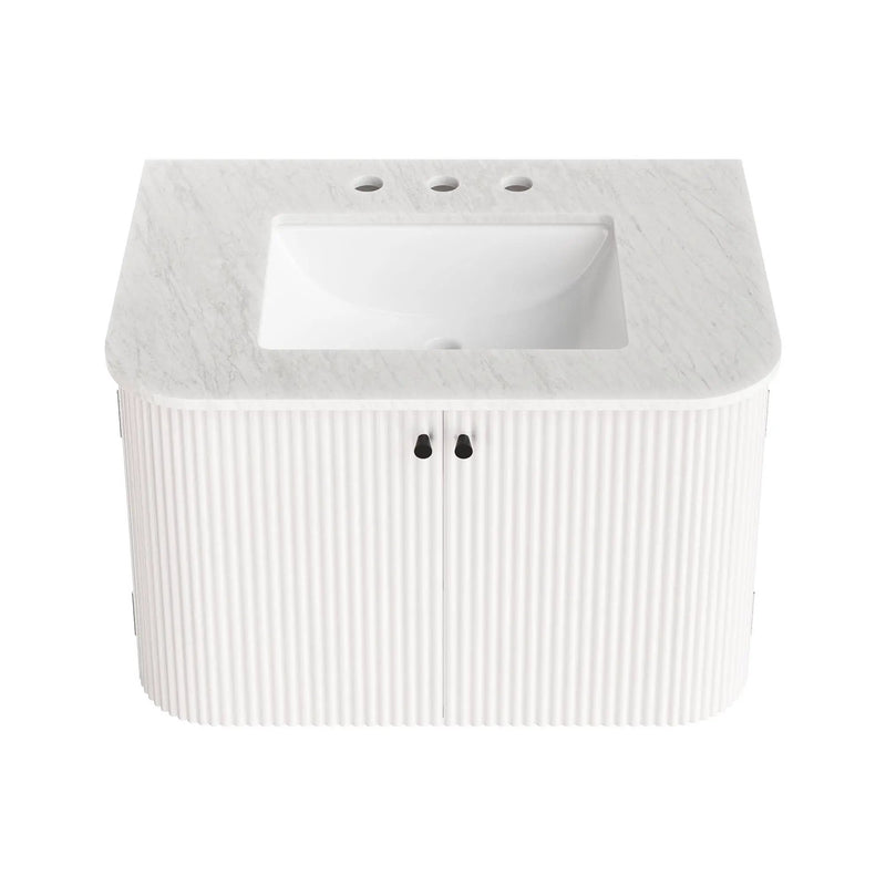 Zia 30" Wall-Mount Bathroom Vanity with Marble Sink by HouseOfZazla