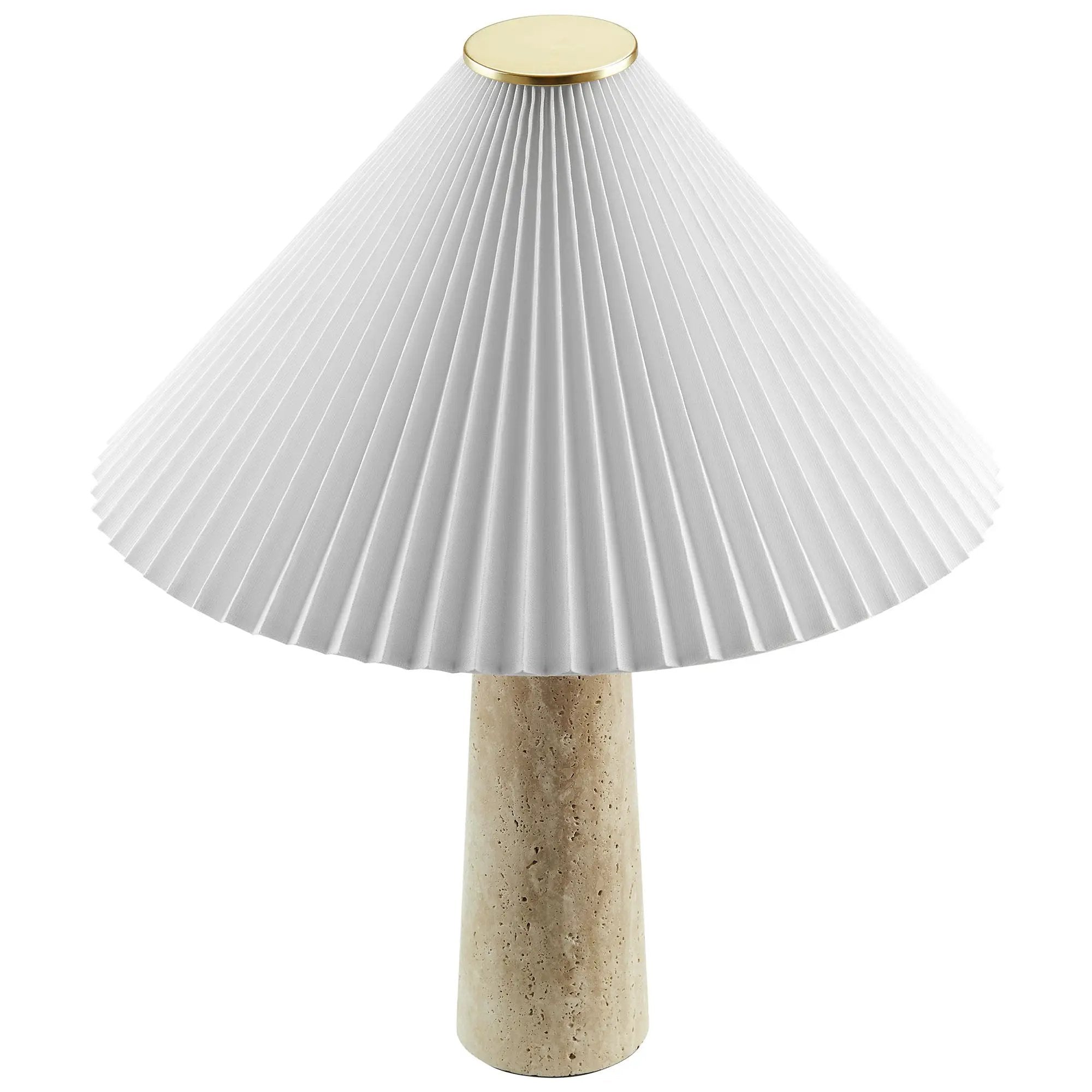 Cove Travertine Table Lamp With Pleated Shade by Modway by HouseOfZazla