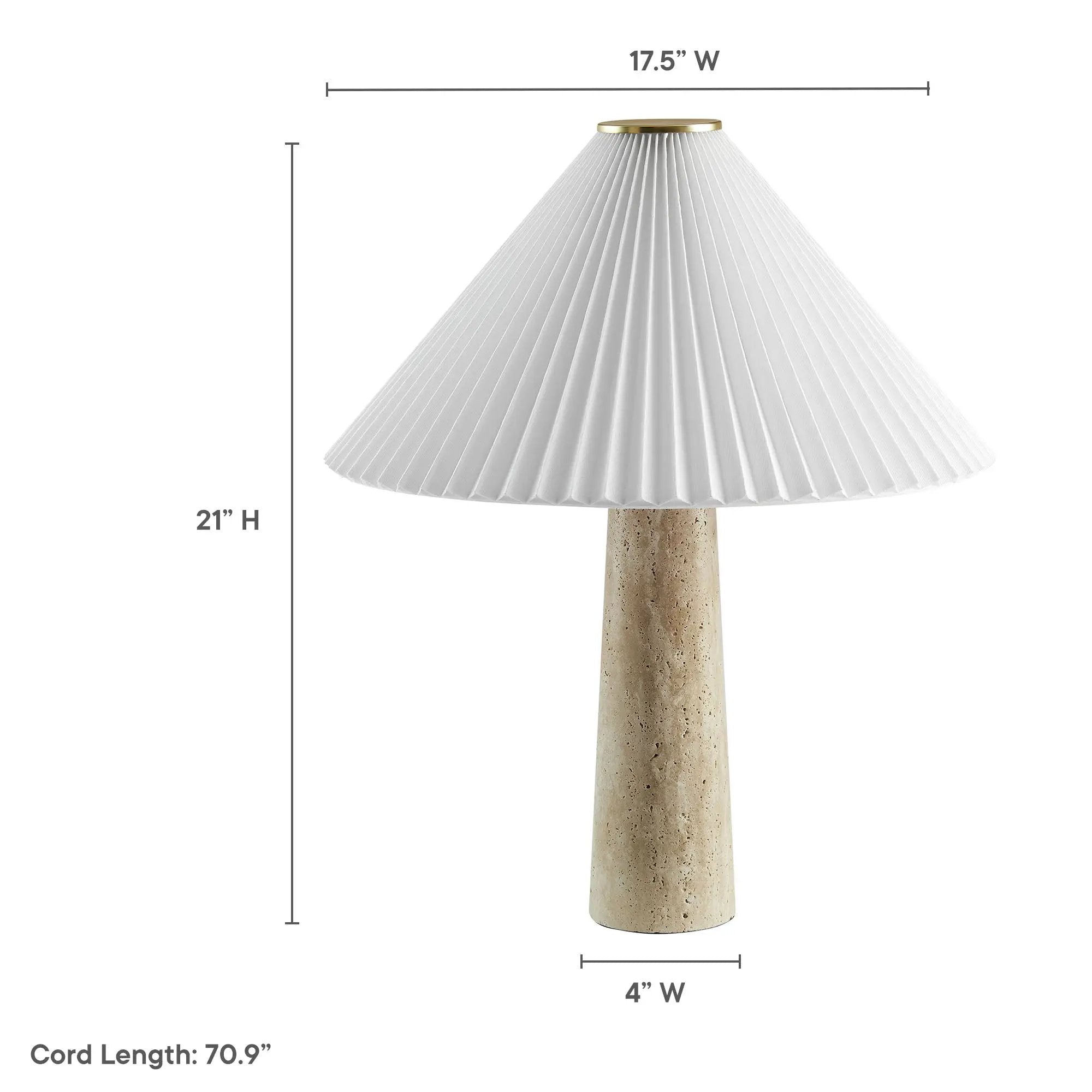 Cove Travertine Table Lamp With Pleated Shade by Modway by HouseOfZazla